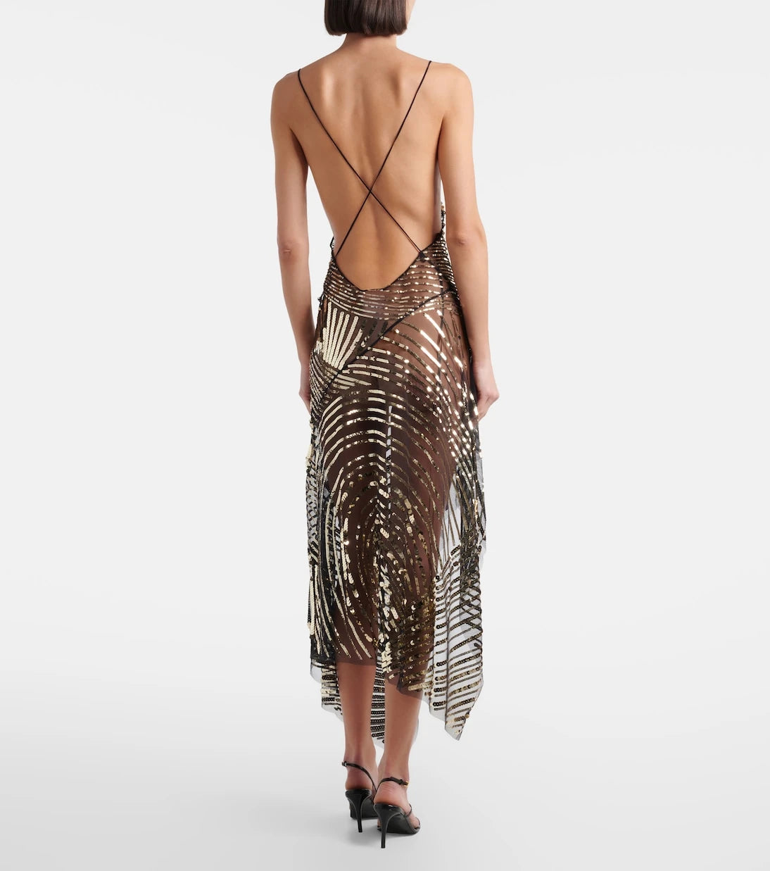 Pucci - Asymmetric sequined tulle slip dress