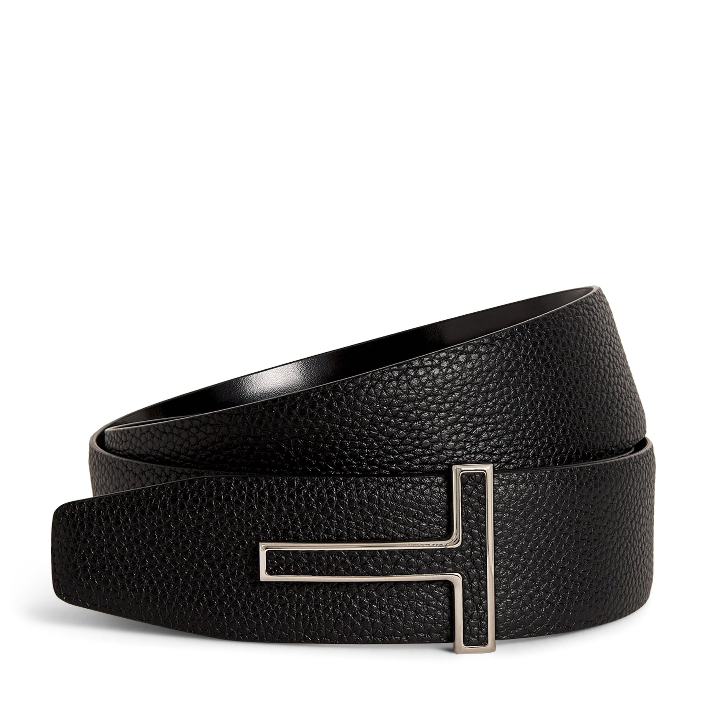 Leather Reversible T Icon Belt