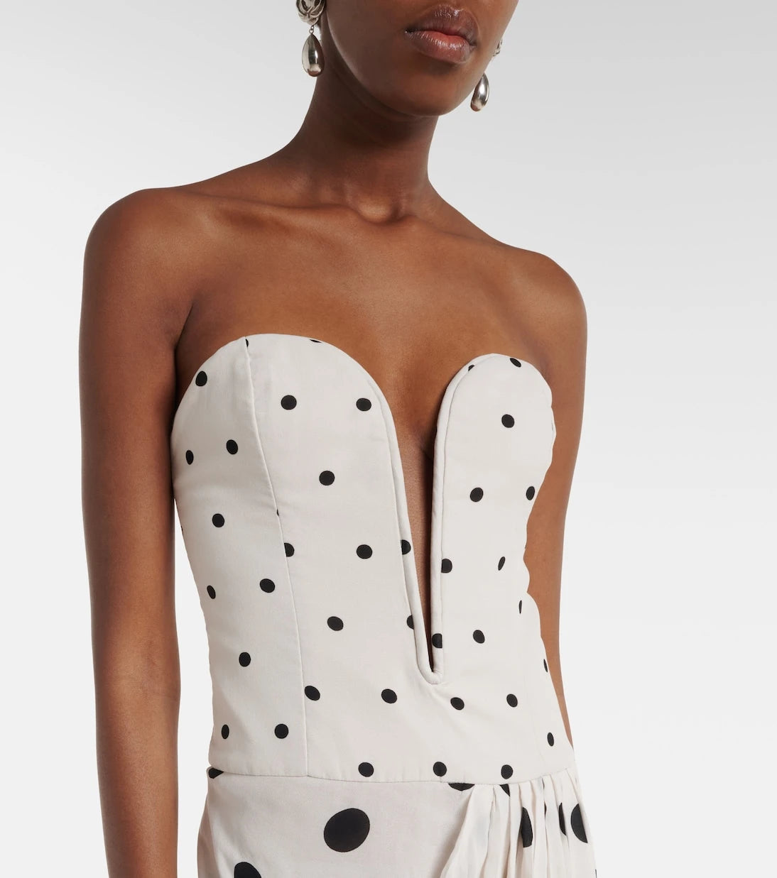 Adriana Degreas - Draped polka-dot bustier dress