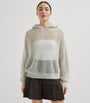 Brunello Cucinelli Grey Embellished Hooded Sweater