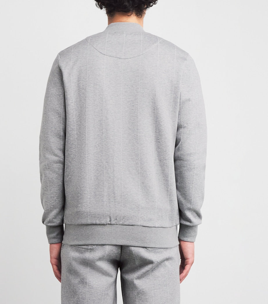 Eleventy Cotton-Blend Stripe Bomber Jacket