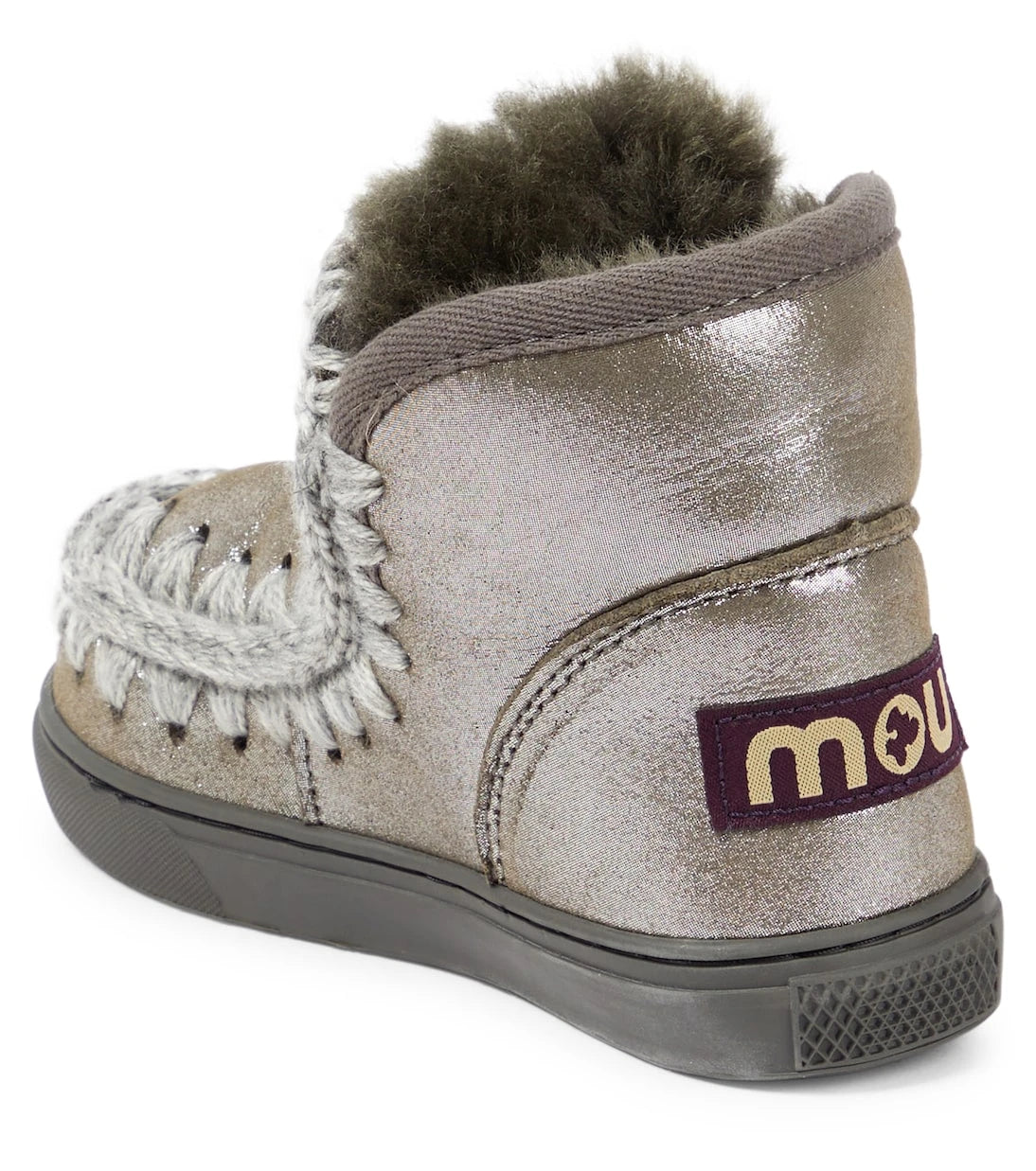 Mou Kids - Shearling-lined glitter leather ankle boots