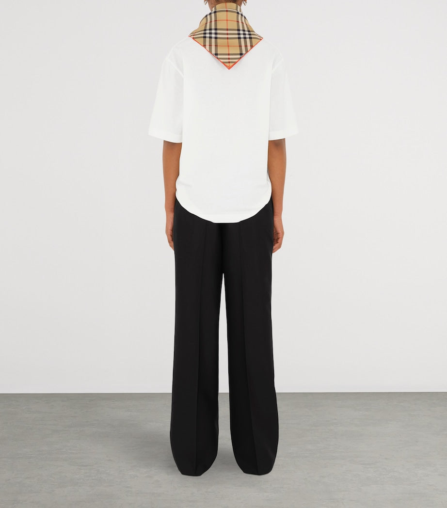 Beige Silk Check Scarf