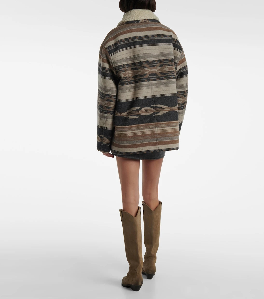Marant Etoile - Dorcas faux shearling-trimmed peacoat