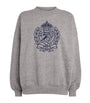 Grey Fleece Crest-Embroidered Sweatshirt
