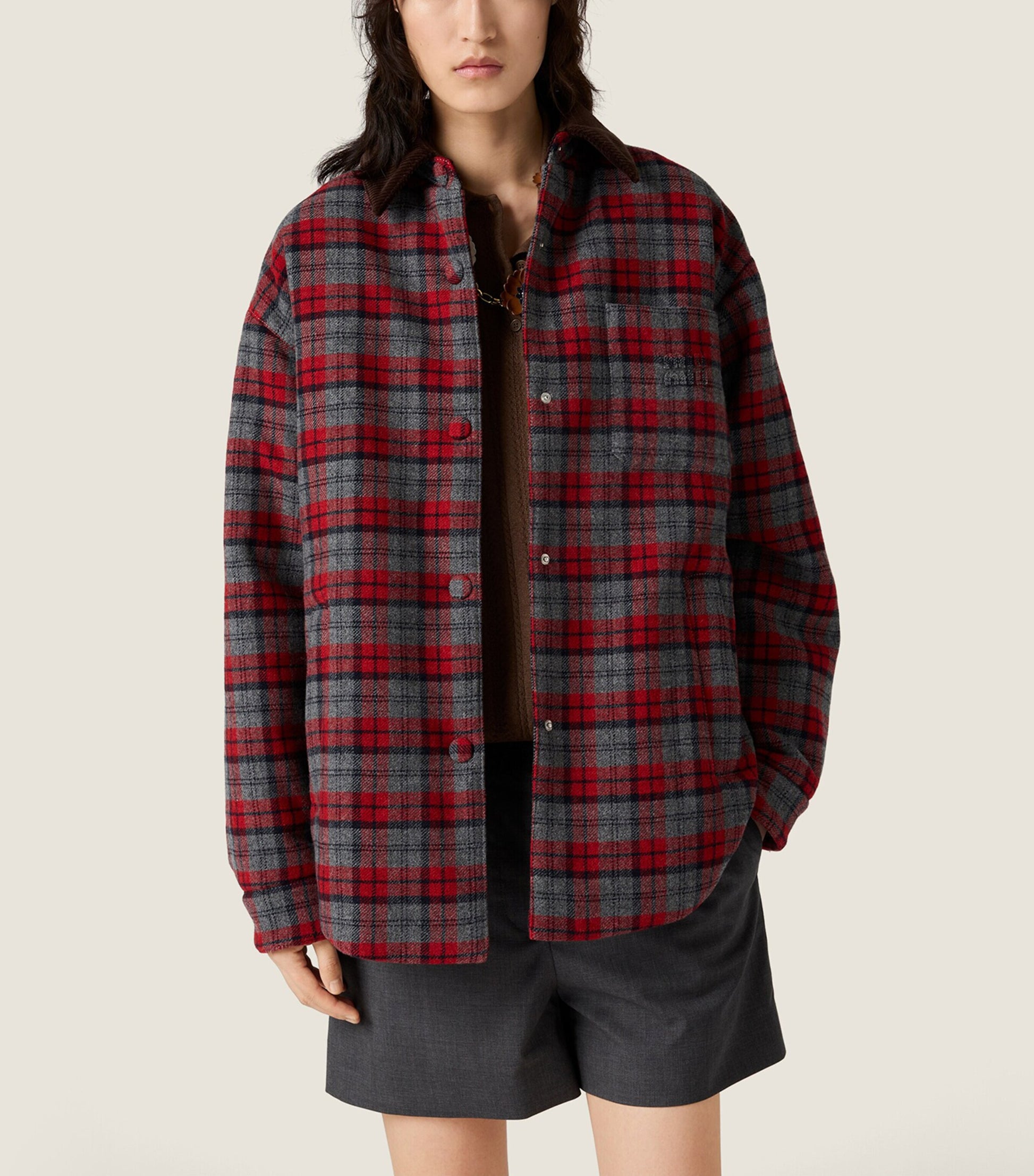 Miu Miu Grey Padded Check Jacket