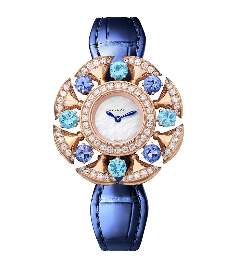 Rose Gold, Diamond, Topaz and Tanzanite Divas' Dream Watch 33mm