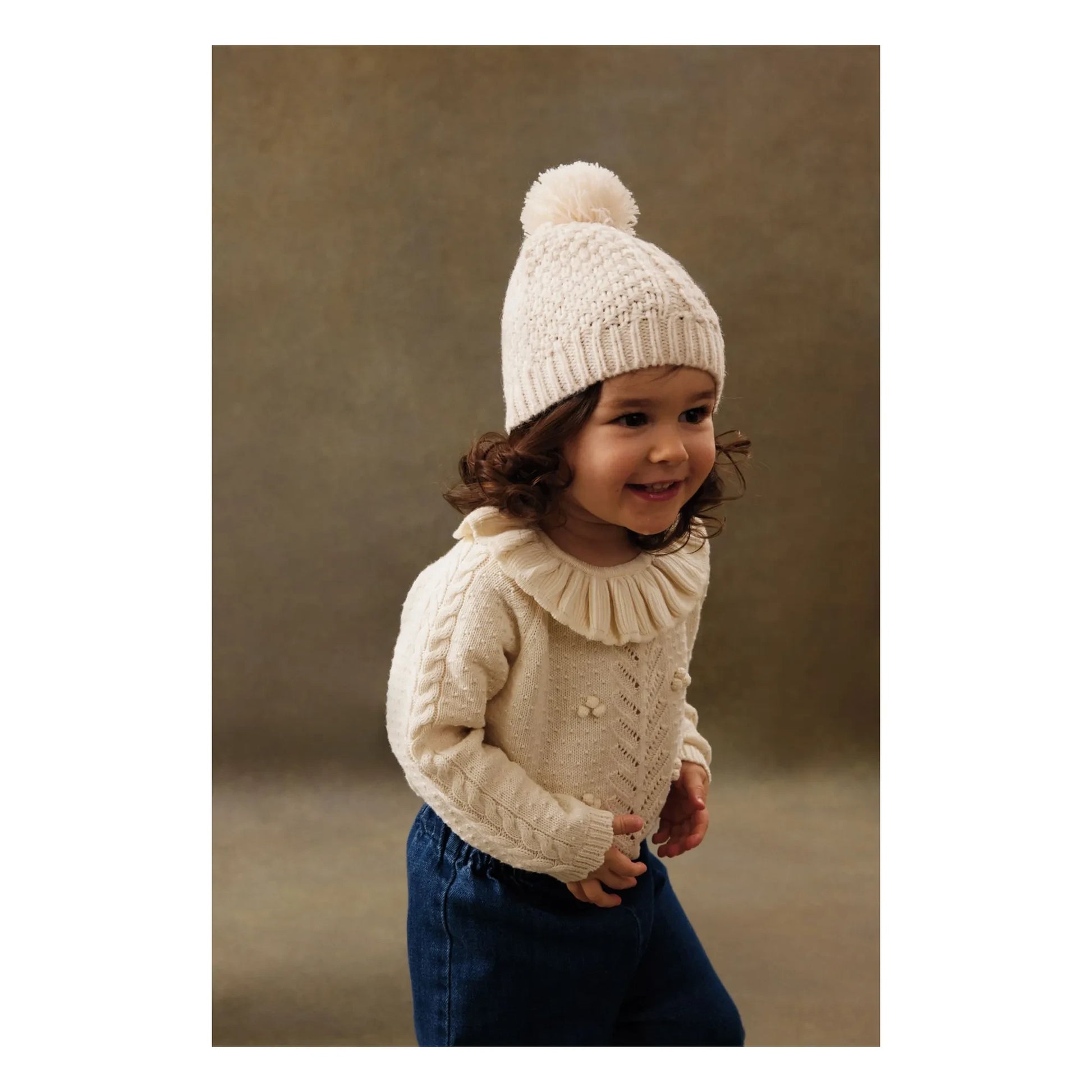 Louise Misha - Elvina Ruffle Neck Sweater | Cream