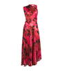 Victoria Beckham Red Silk Floral Draped Midi Dress