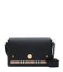 Burberry Black Leather Check-Lined Cross-Body Bag