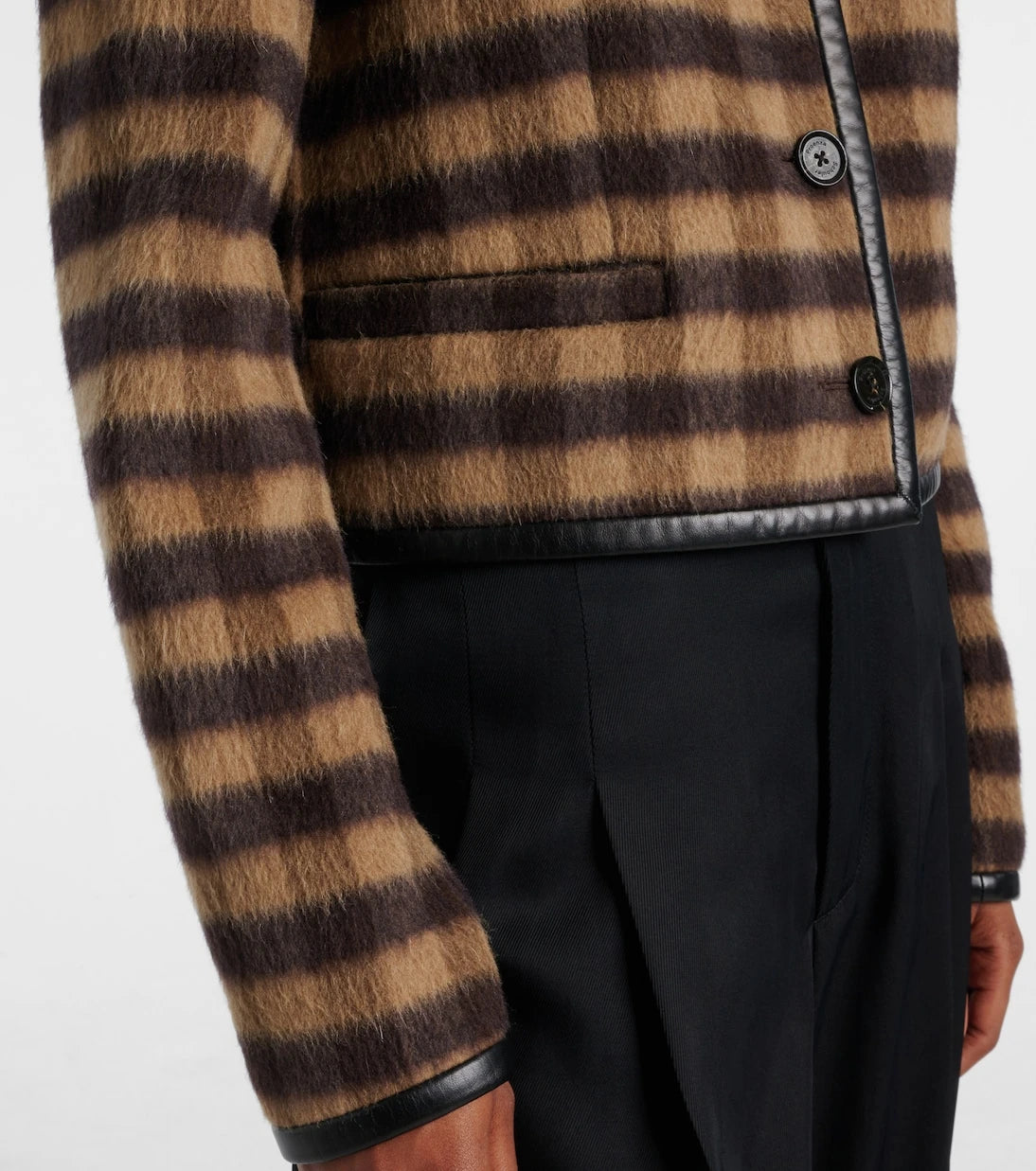 Proenza Schouler - Checked leather-trimmed wool-blend jacket