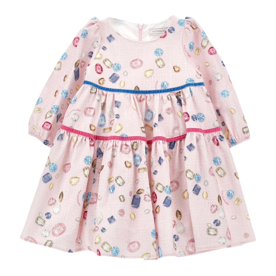 Monnalisa Multi Cotton Gem Print Dress (2-12 Years)