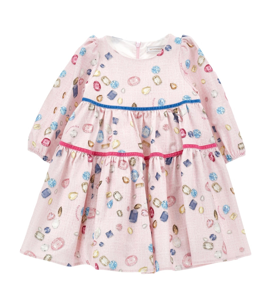 Monnalisa Multi Cotton Gem Print Dress (2-12 Years)
