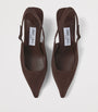 Brown Amel 50 Leather Slingback Pumps