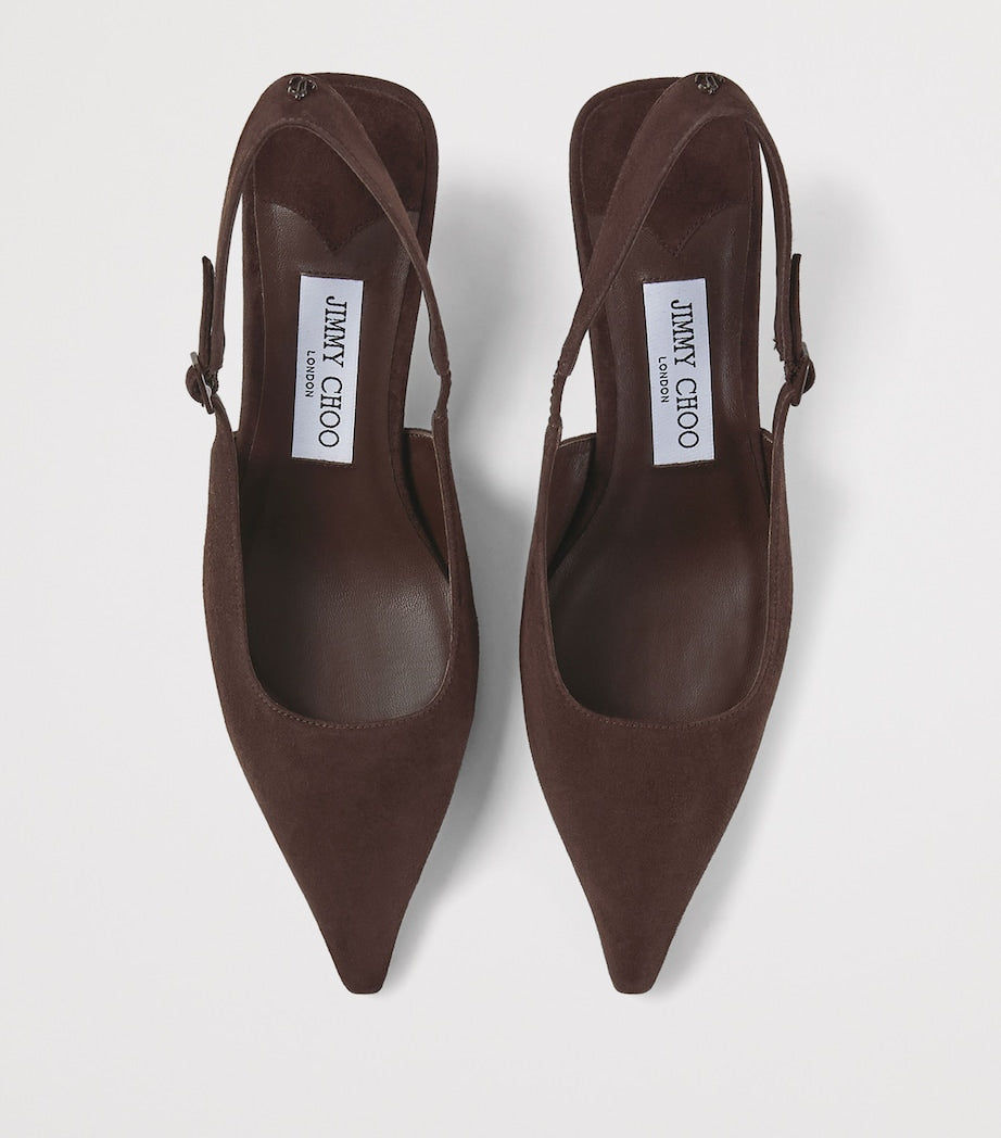 Brown Amel 50 Leather Slingback Pumps
