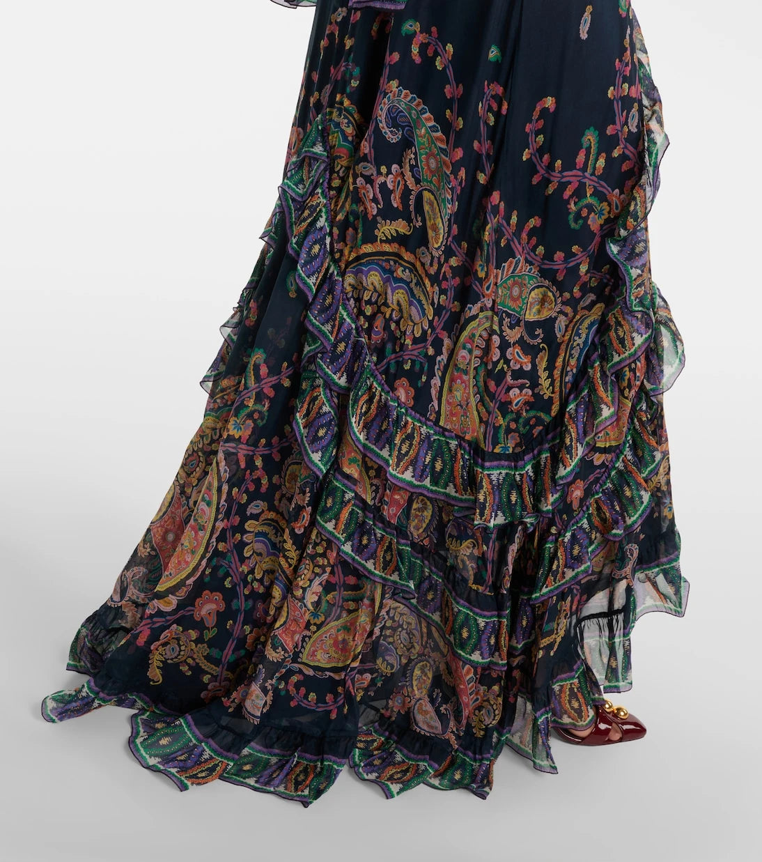 Etro - Paisley tiered silk chiffon gown