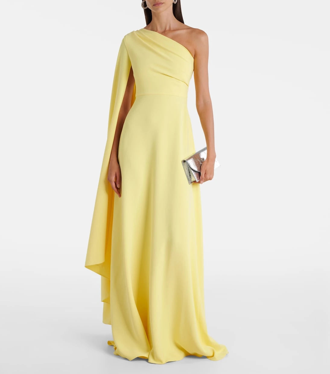 Solace London - Yazmin asymmetric caped gown