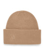 Beige Cashmere Embroidered Beanie