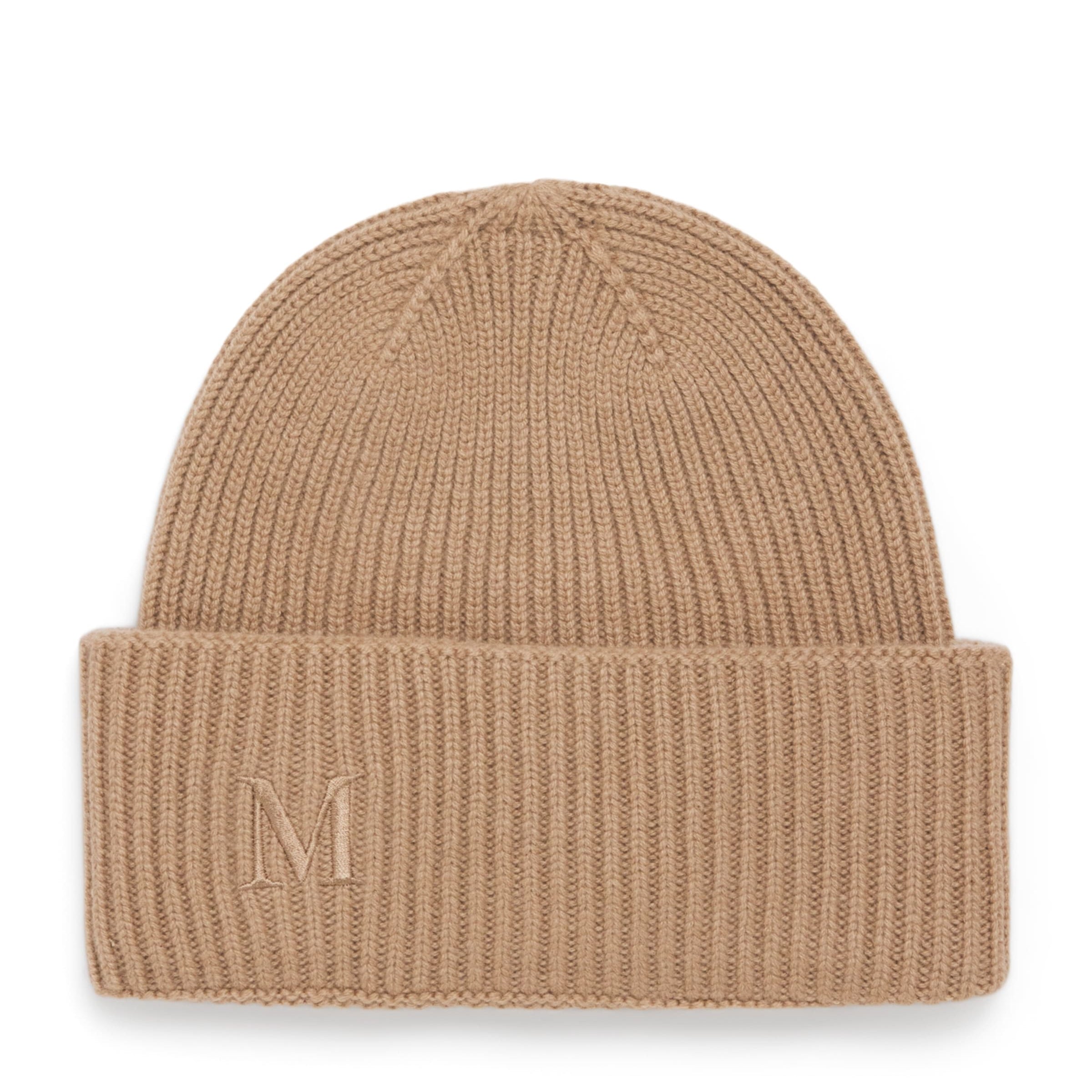 Beige Cashmere Embroidered Beanie