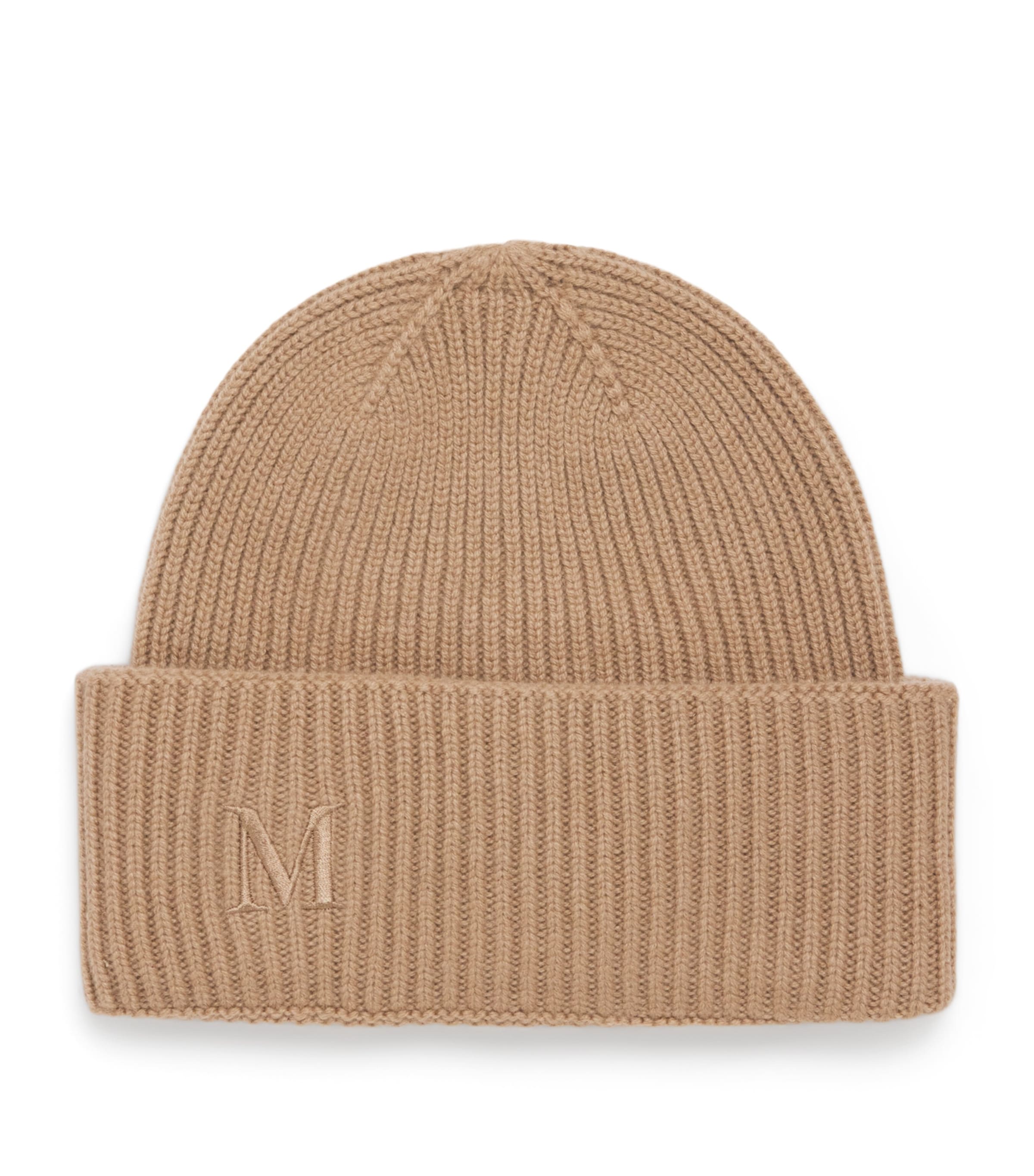 Beige Cashmere Embroidered Beanie