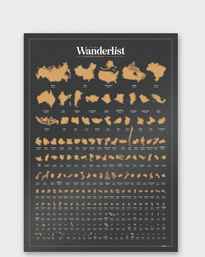 Luckies of London Wanderlist Kazımalı Harita Poster 42 x 59,4 cm
