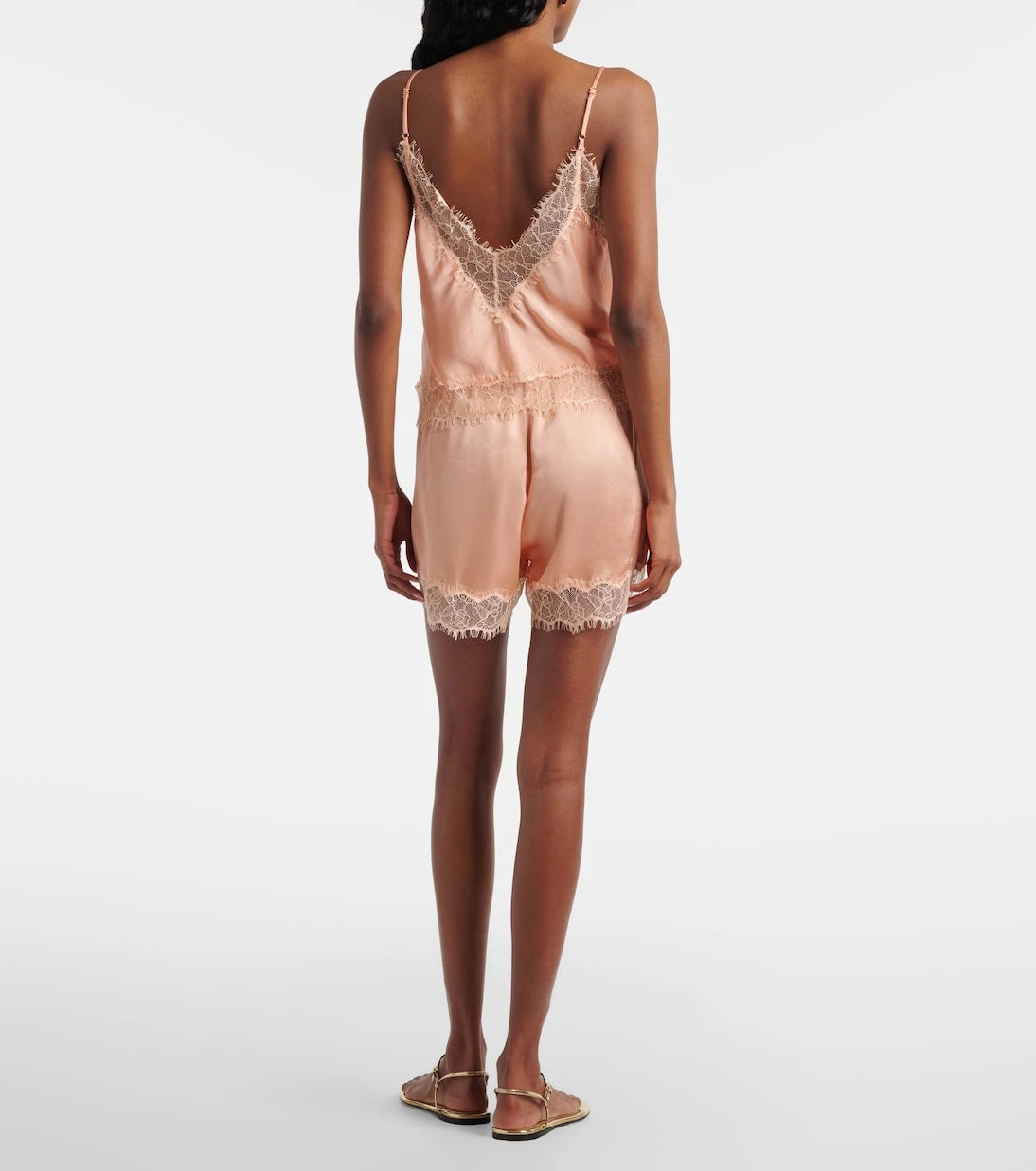 Poupette St Barth - Doris lace-trimmed satin shorts