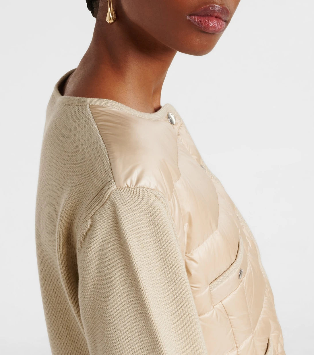 Moncler - Down-paneled virgin wool cardigan