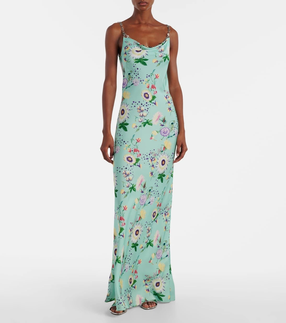 Rabanne - Chain-detail floral maxi dress