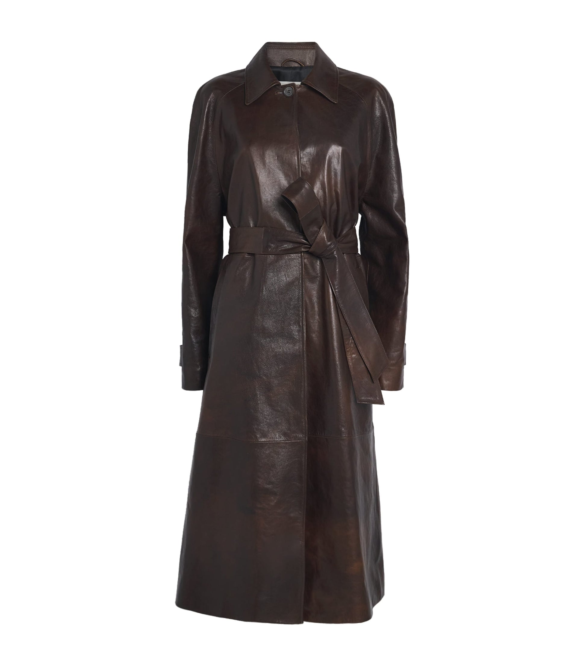 Leather Belted Trench Coat