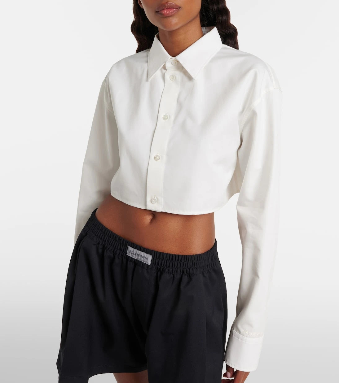 Balenciaga - Cropped cotton and silk poplin shirt