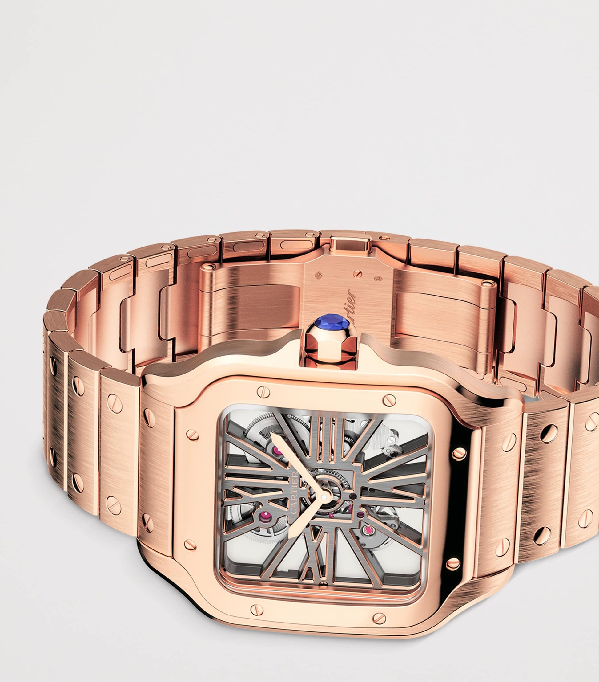 Large Rose Gold Santos de Skeleton Watch 28mm