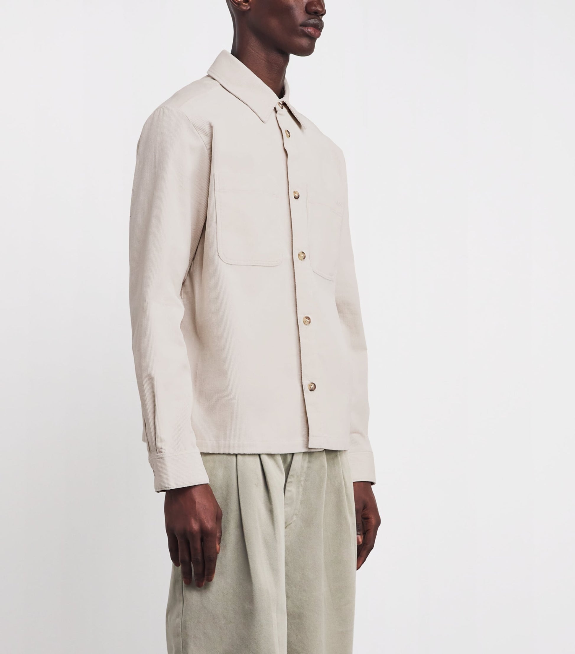 A.P.C. White Cotton Corduroy Leon Overshirt