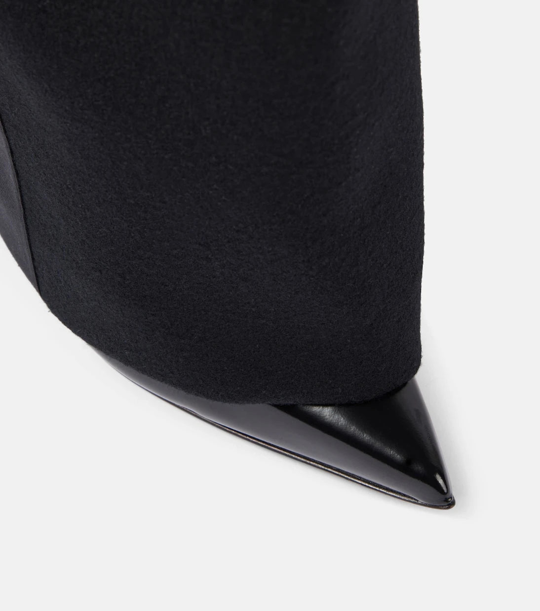 Sacai - Leather-trimmed melton knee-high boots