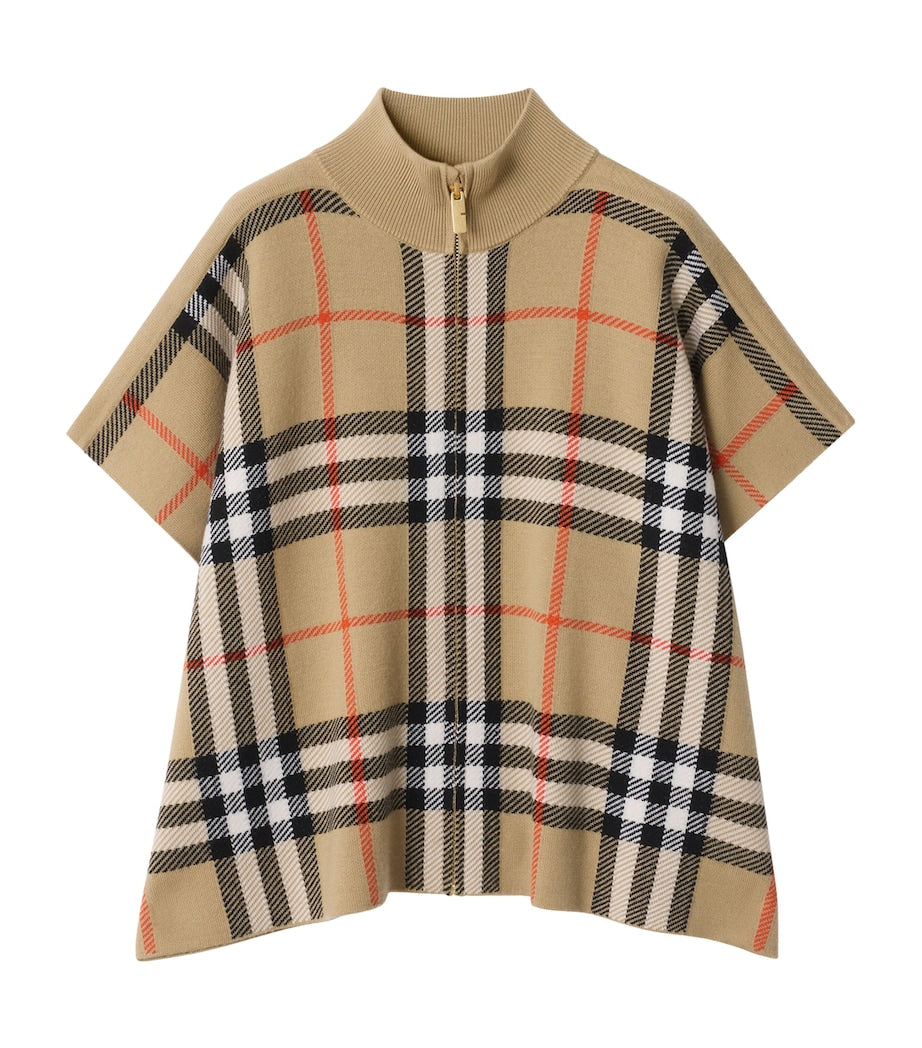 Burberry Kids Wool-Blend Reversible Cape