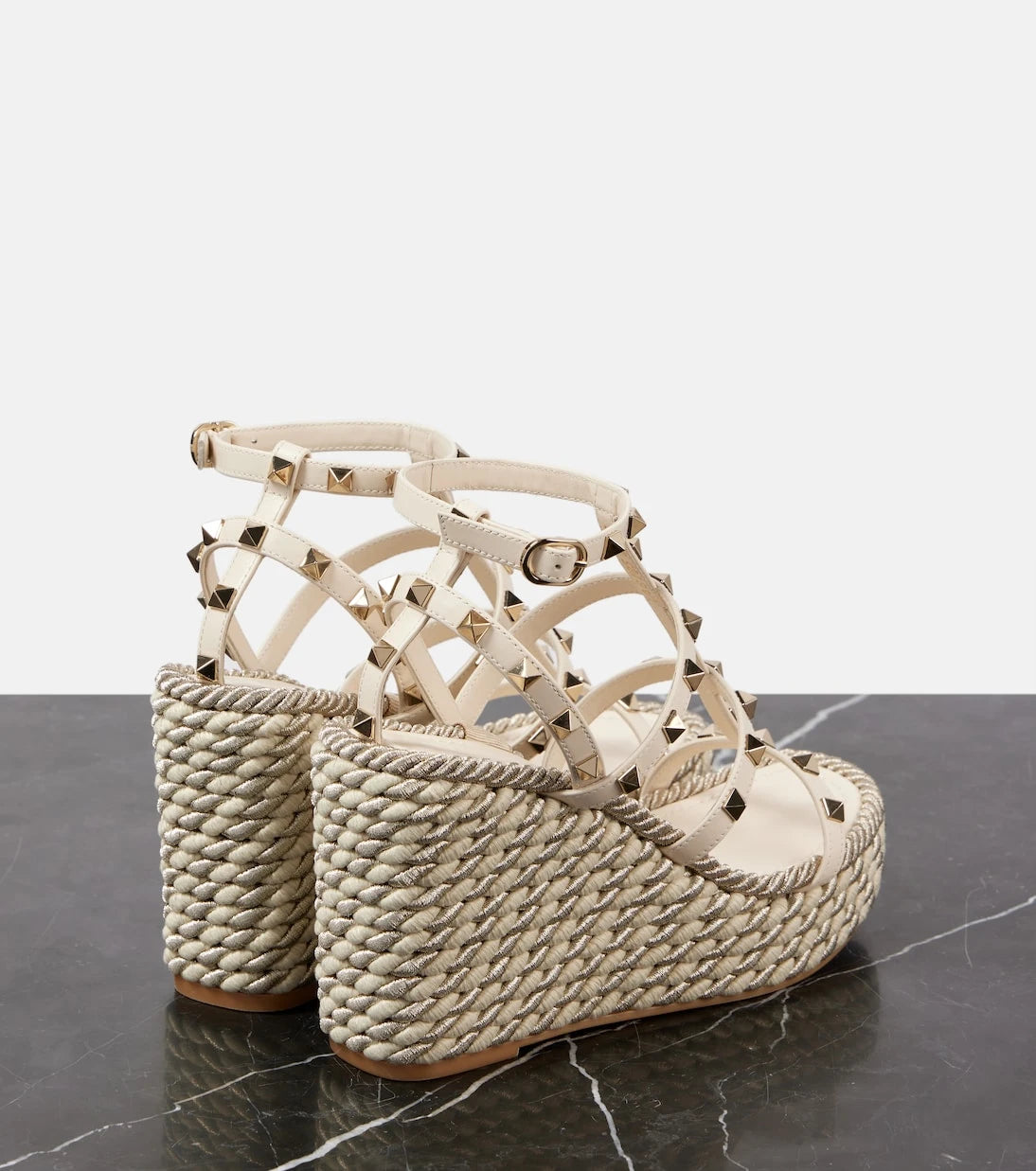 Valentino Garavani - Rockstud Torchon 95 espadrille wedges