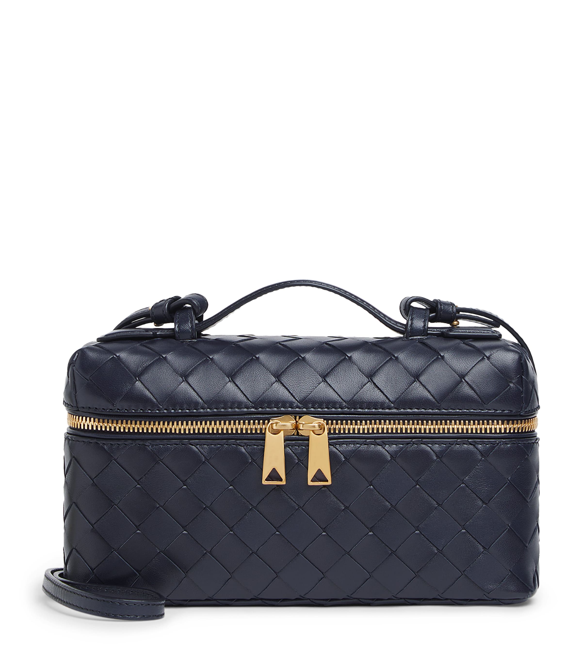 Bottega Veneta Blue Calfskin Bang Bang Vanity Case Bag