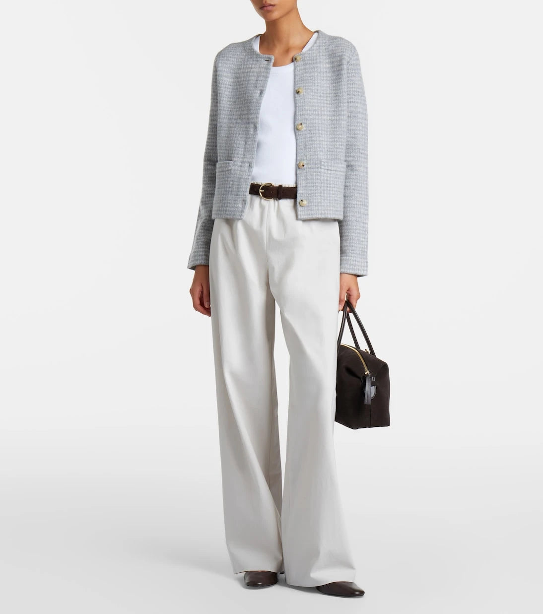 Vince - Checked wool and cashmere cardigan