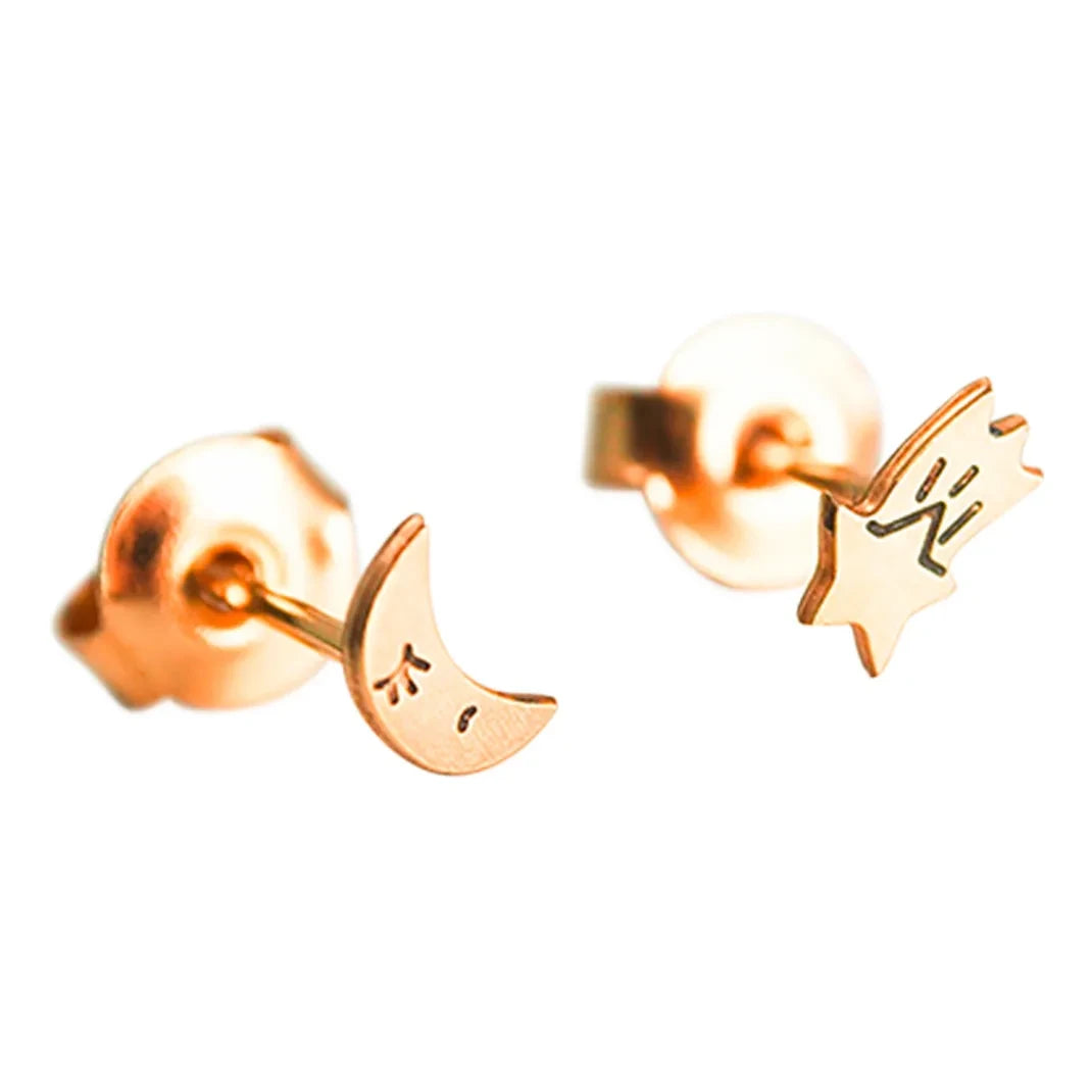 Adorabili - Asymmetrical moon earrings | Gold