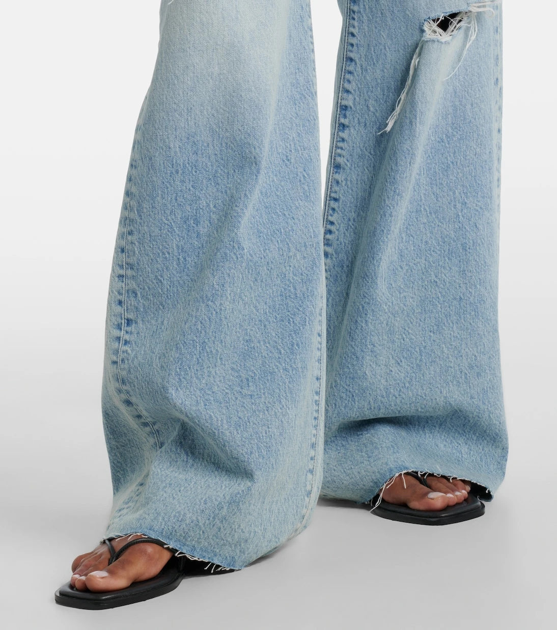 Slvrlake - Nico distressed mid-rise wide-leg jeans