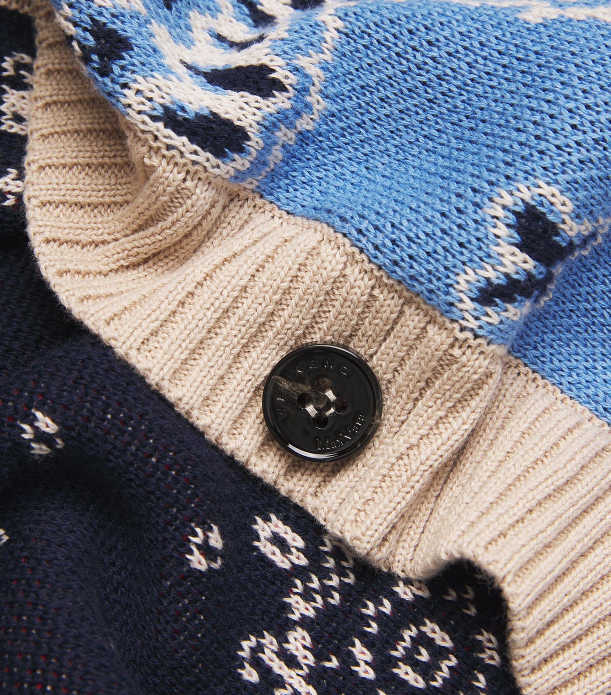 Weekend Max Mara Blue Cotton Oversized Jacquard Cardigan