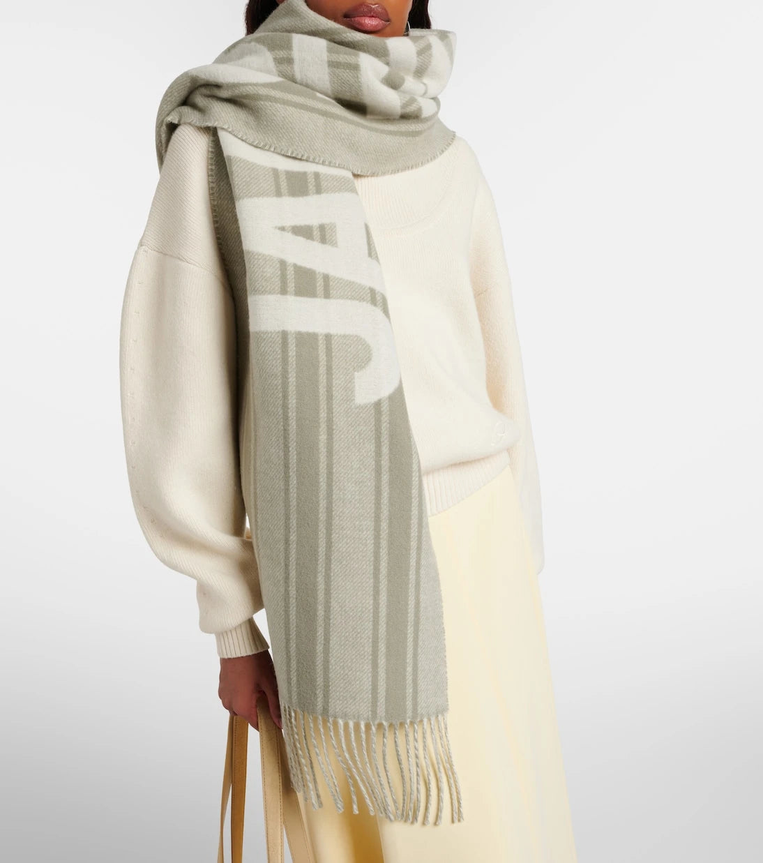Jacquemus - Logo fringed virgin wool scarf