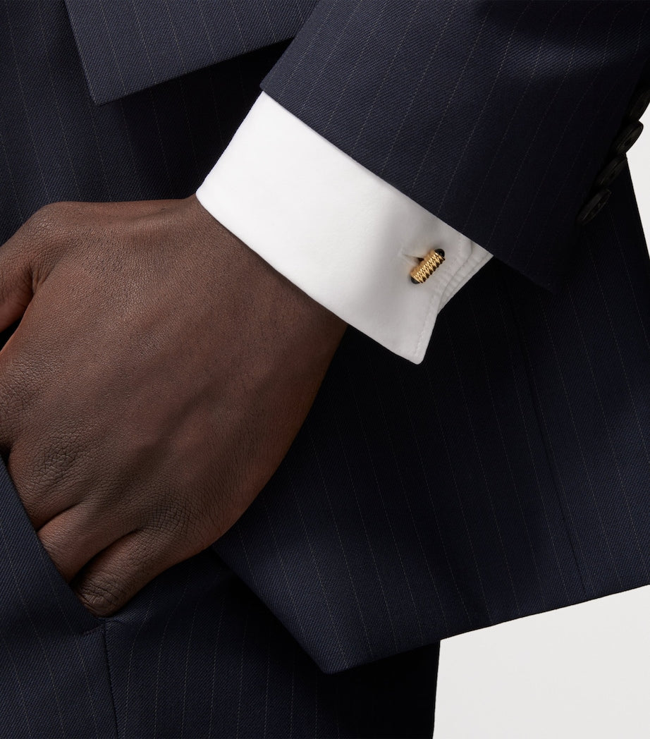 Cartier Yellow Gold and Onyx Spring Cufflinks