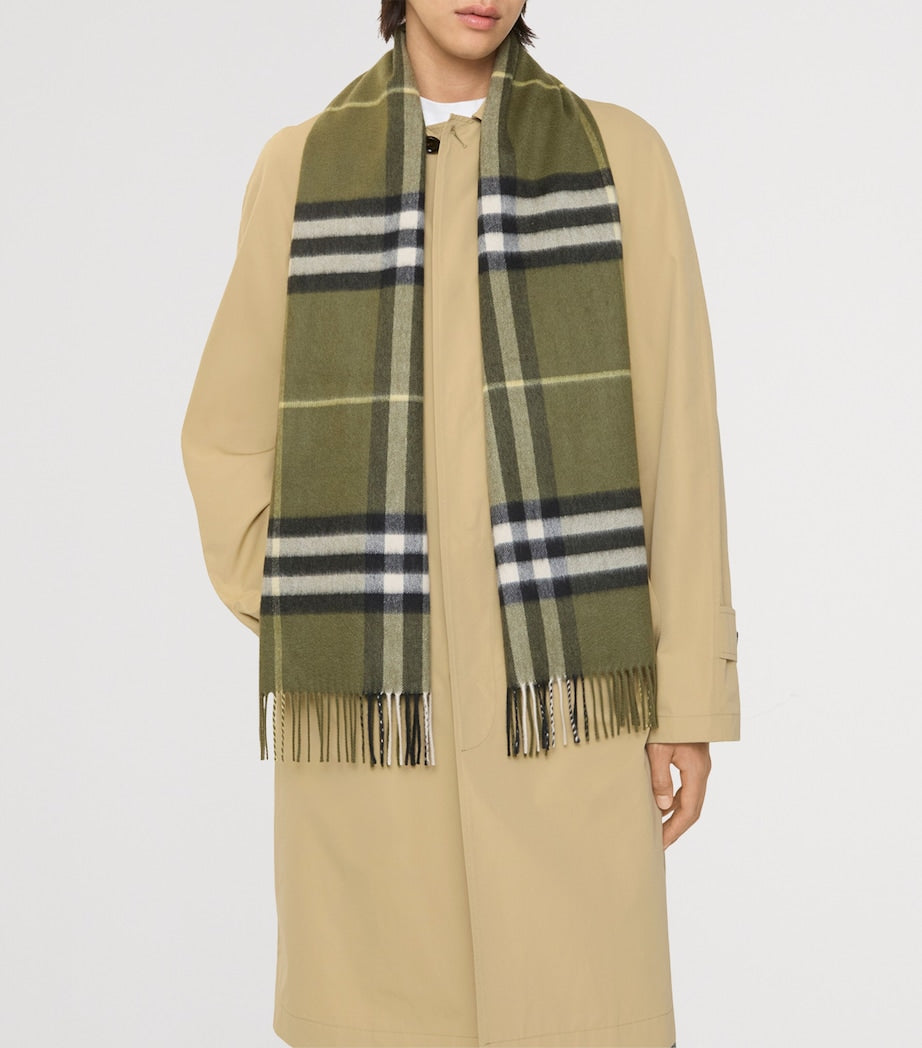 Green Cashmere Check Scarf