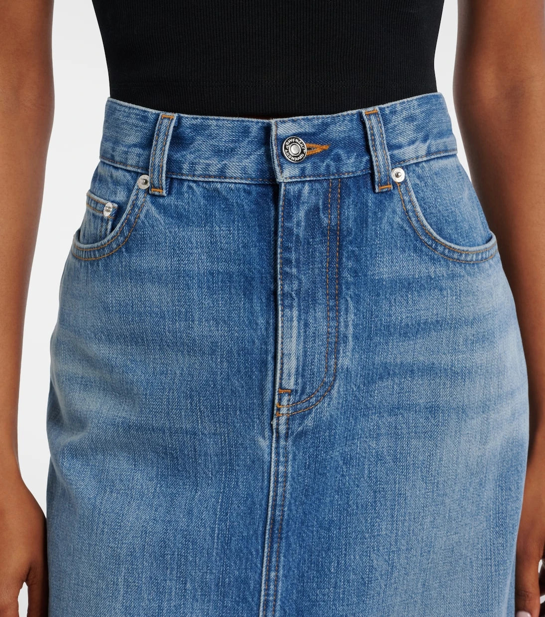 Givenchy - High-rise denim midi skirt