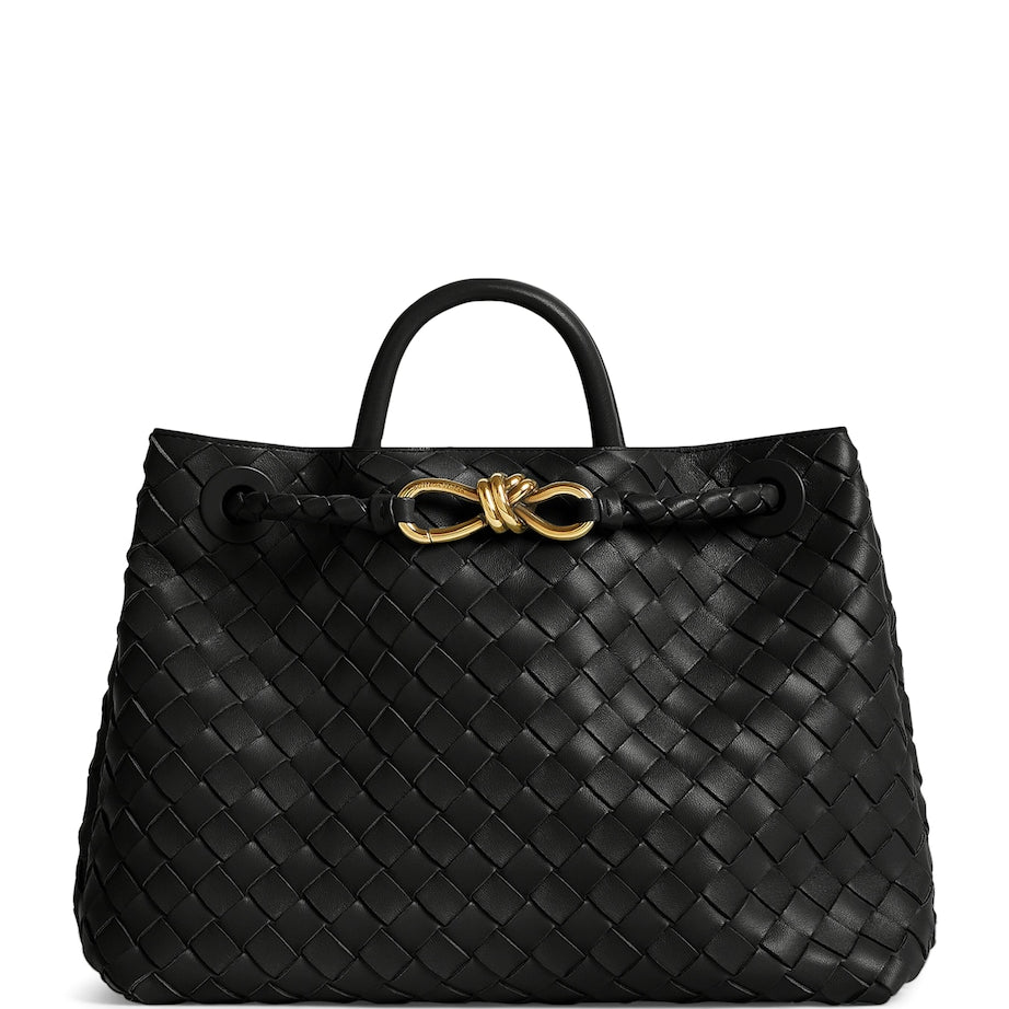 Grey Leather Andiamo Top-Handle Bag