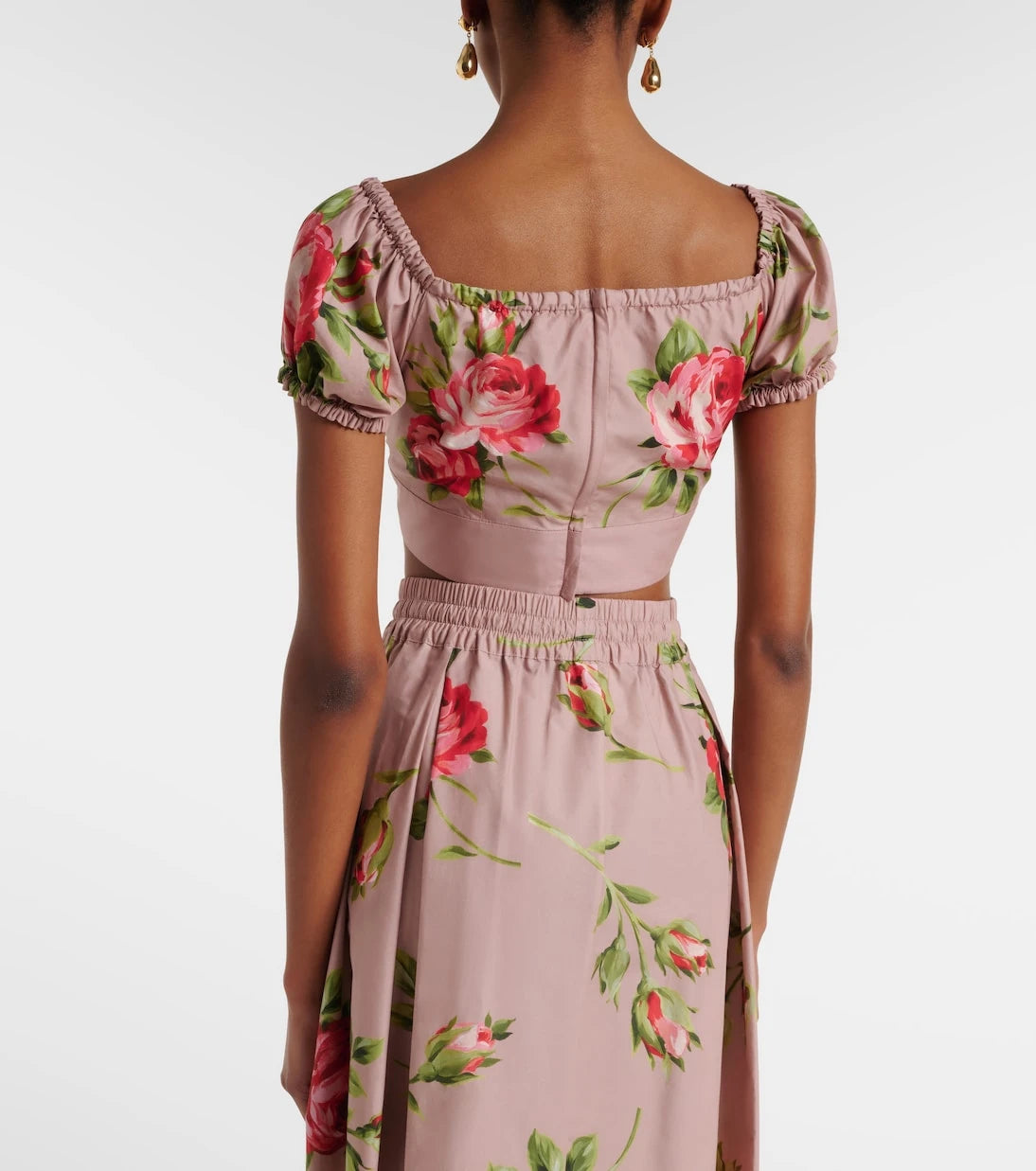 Dolce&Gabbana - توب قصير من القطن مزين بفيونكة موردة