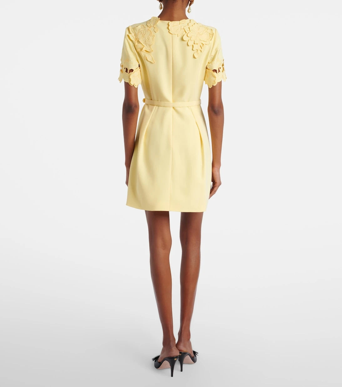 Leo Lin - Aurelie belted floral-appliqué minidress