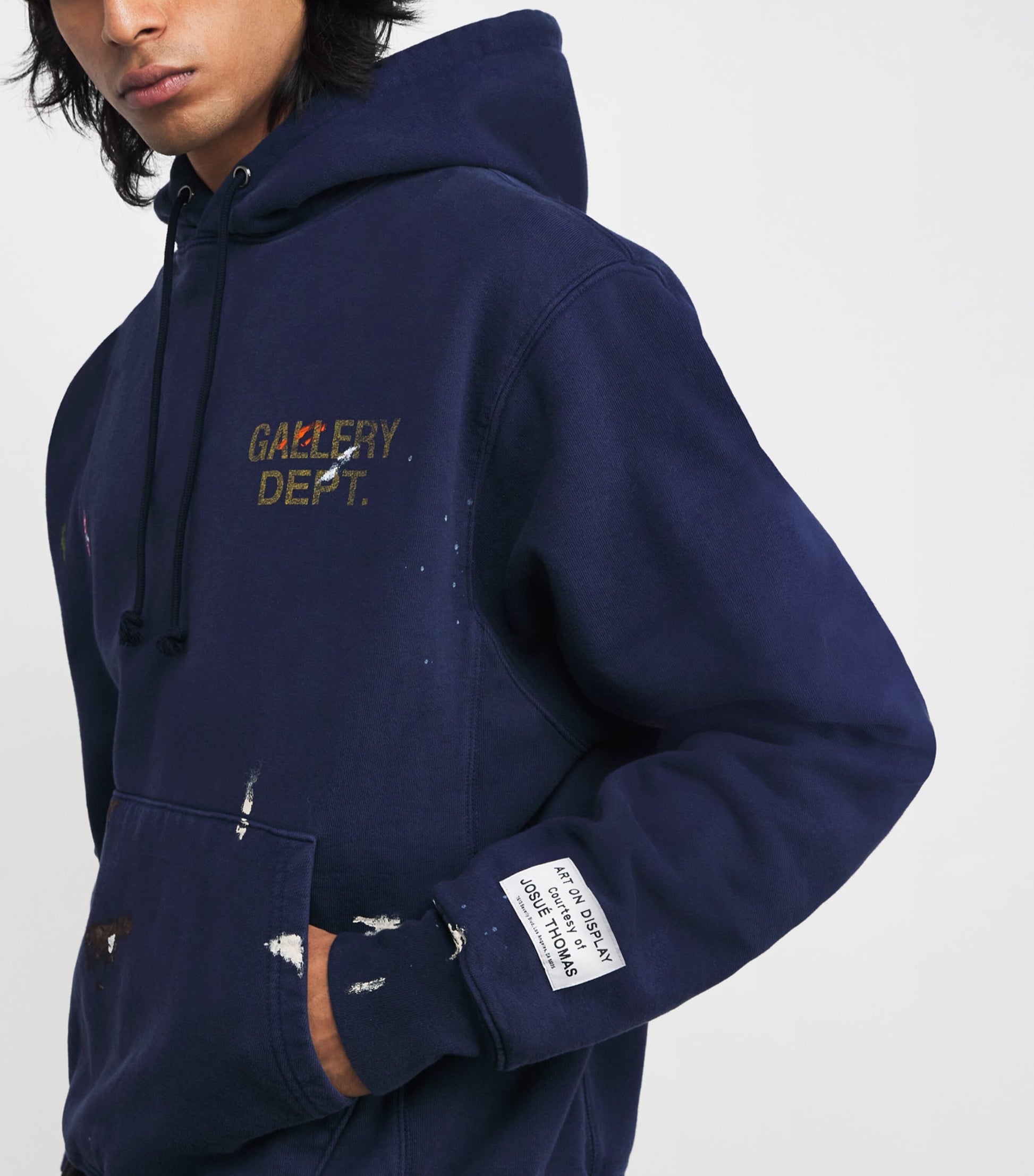Cotton Logo Paint Hoodie VINTAGE NAVY