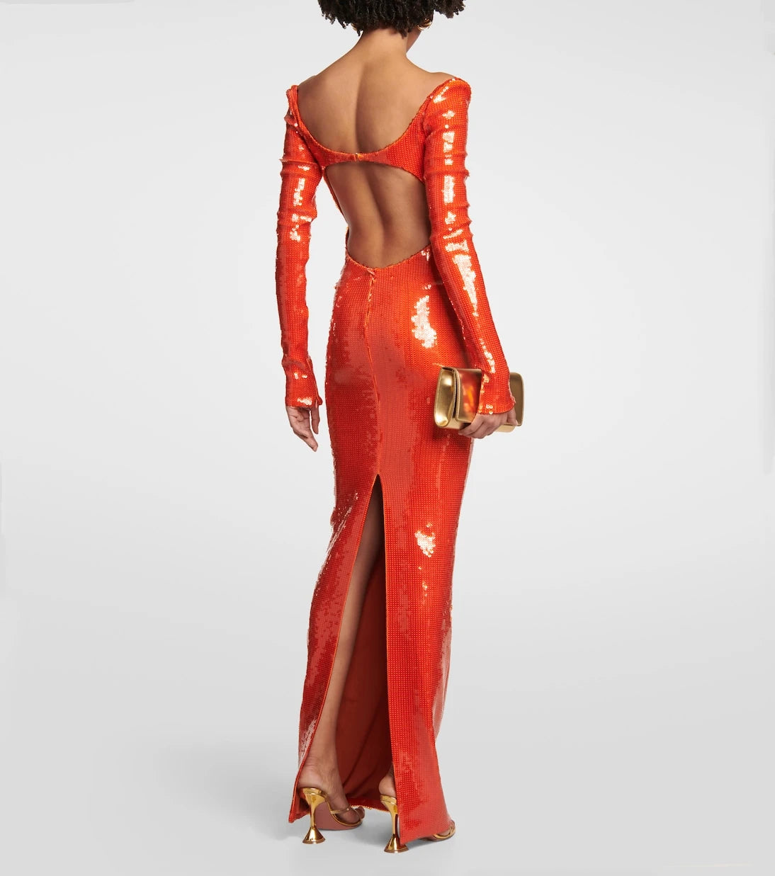 LaQuan Smith - Sequined cutout off-shoulder gown