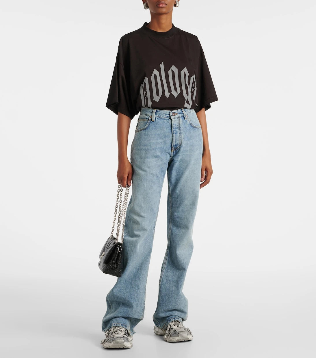Balenciaga - جينز واسع الساق بخصر متوسط الارتفاع